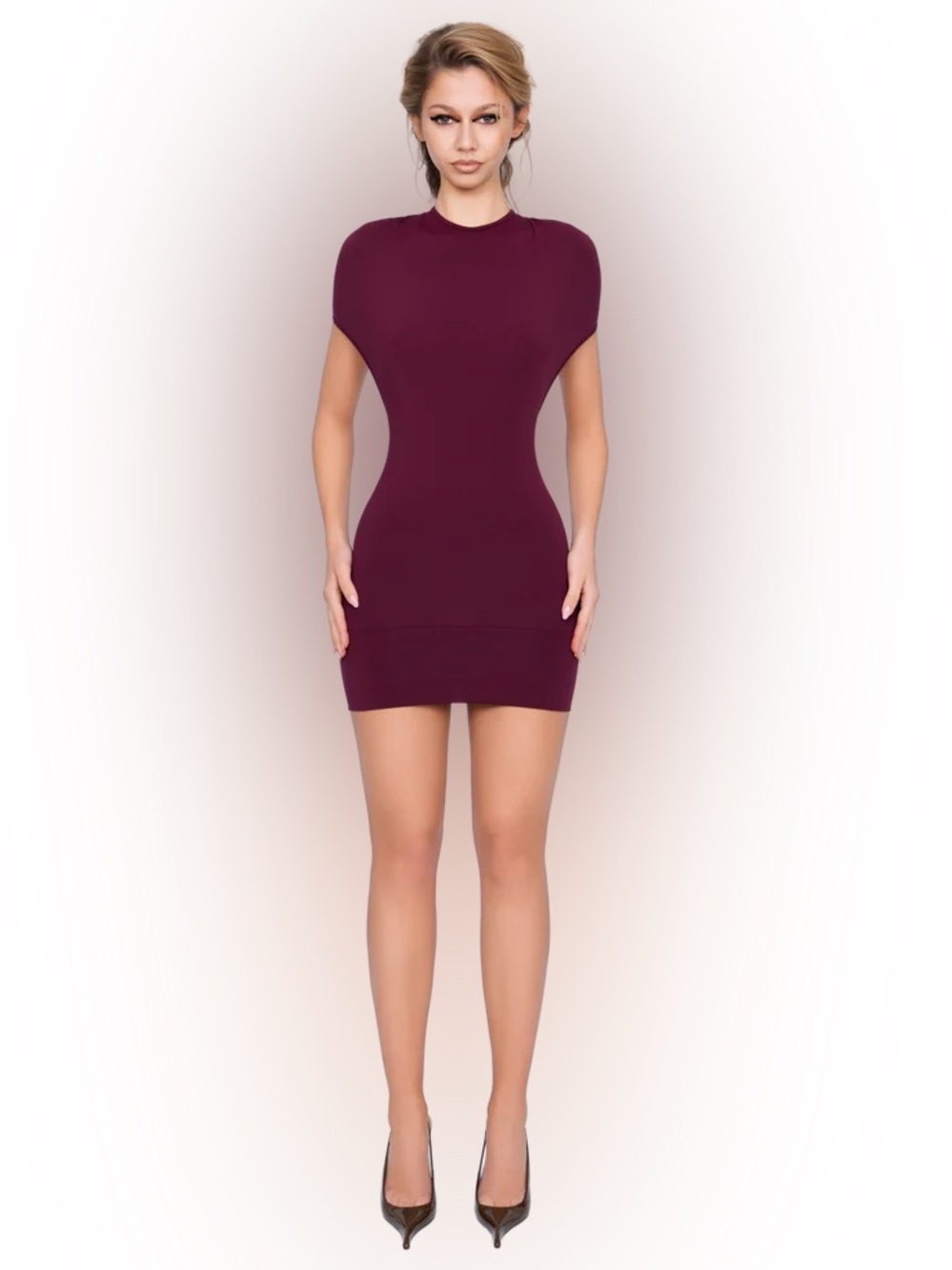 DOLA RUCHED MINI DRESS - DEEP BERRY